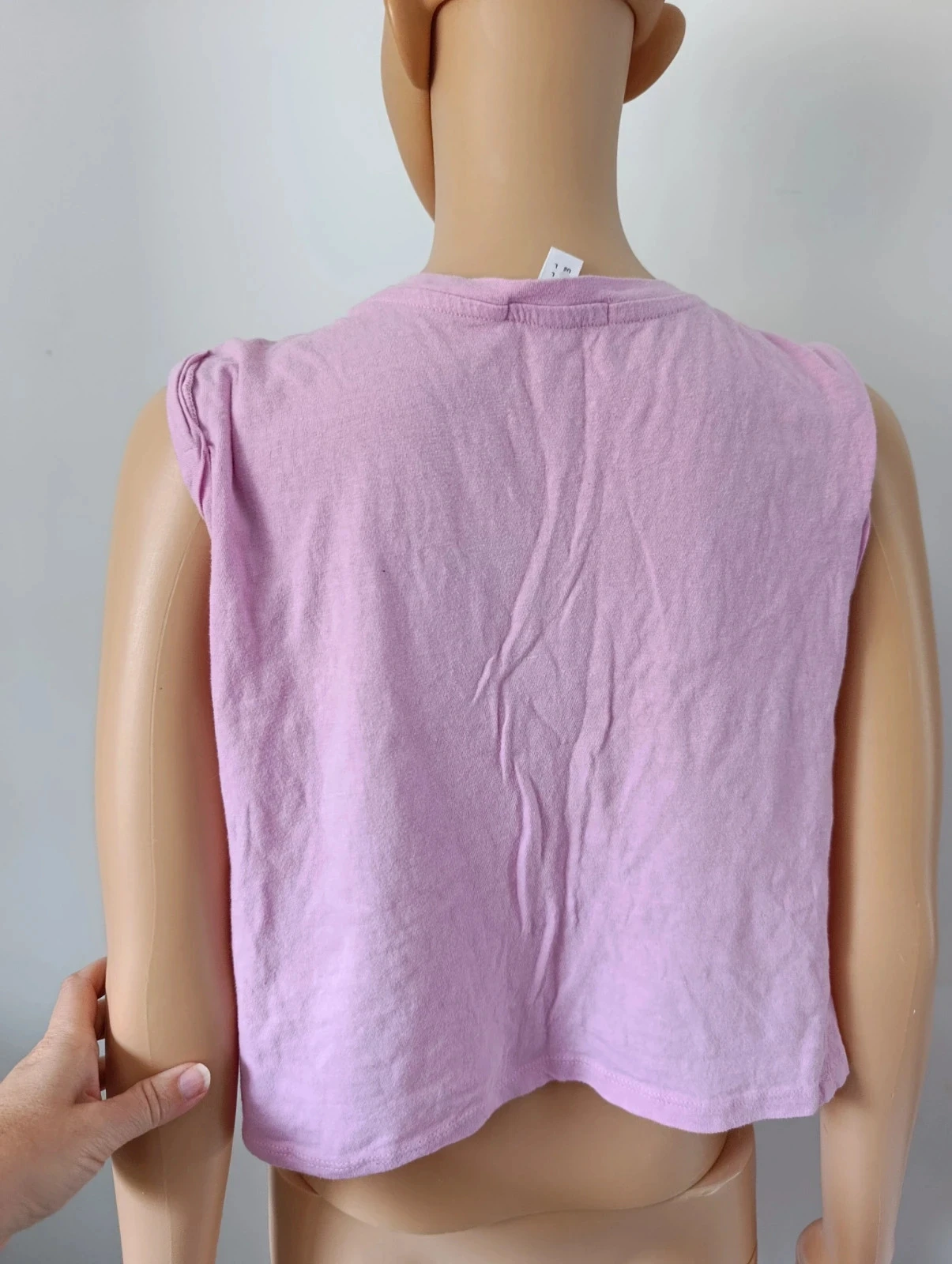 Top crop rosa Jennyfer L – Tank top 100 % algodón con bolsillo e inscripción "Sarcasm" – photo 8